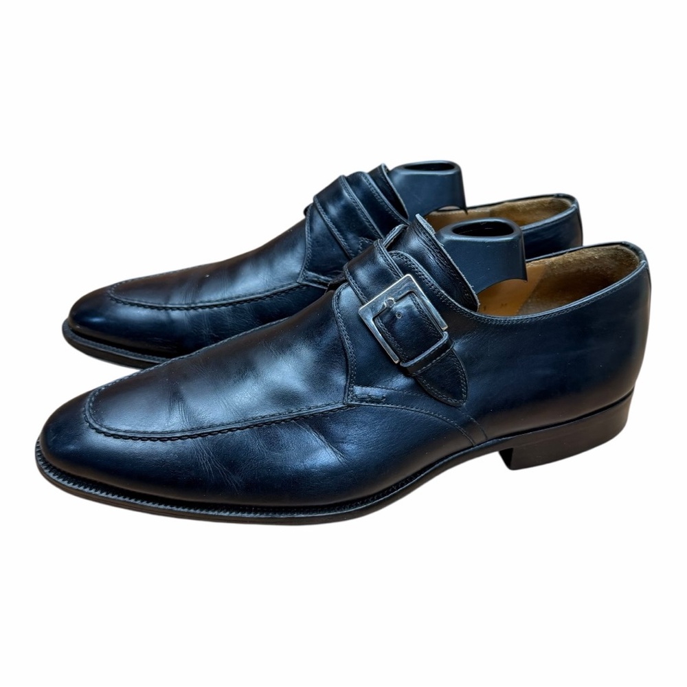 Magnanni Men's size 11M Marco II Monk Strap Leather Dress Shoes Black Leather